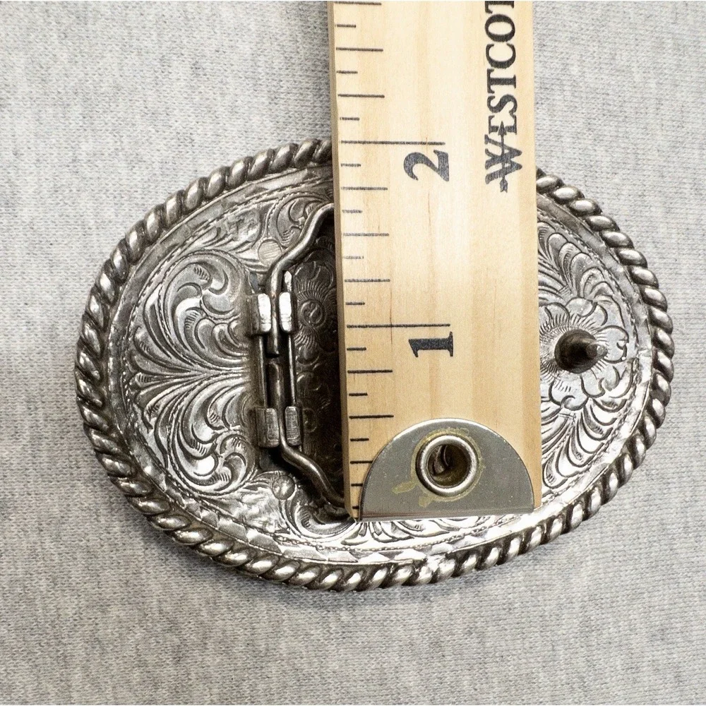 Justin Boots Western Silver Belt Buckle 3.5